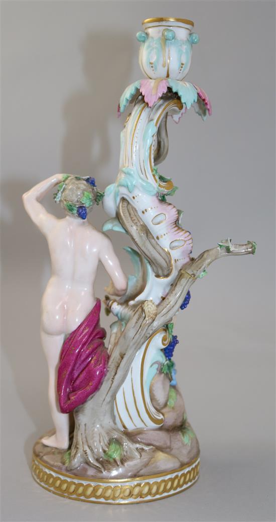 A Meissen figural candlestick, 19th century, 29cm